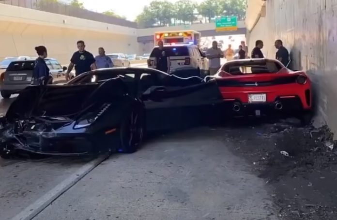 Câmera flagra colisão entre três Ferrari nos EUA; confira o vídeo