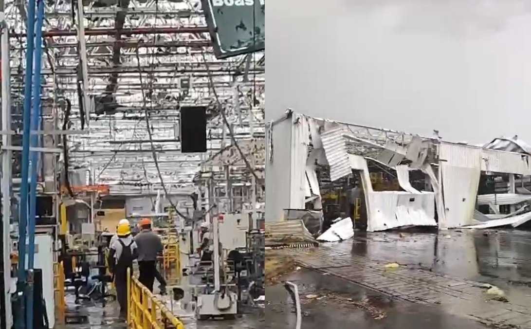 Fábrica da Toyota em Porto Feliz é parcialmente destruída após tempestade