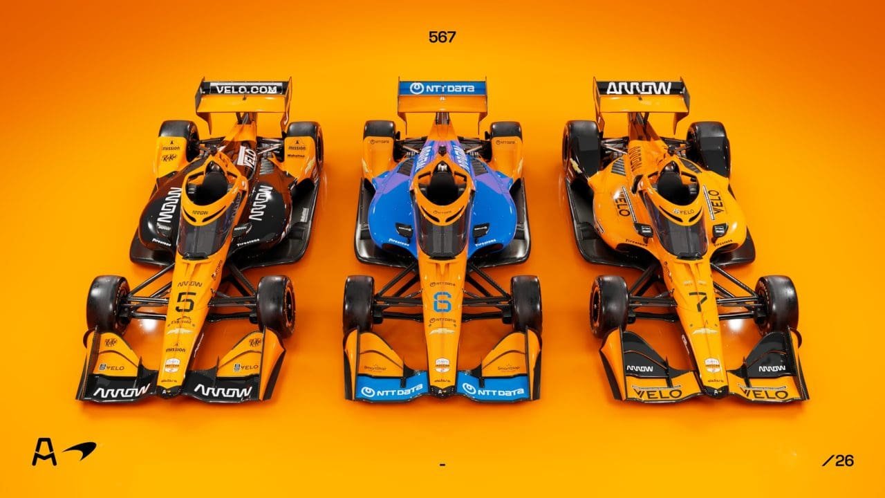 Carros da McLaren para a Fórmula Indy 2026 - Foto: divulgação