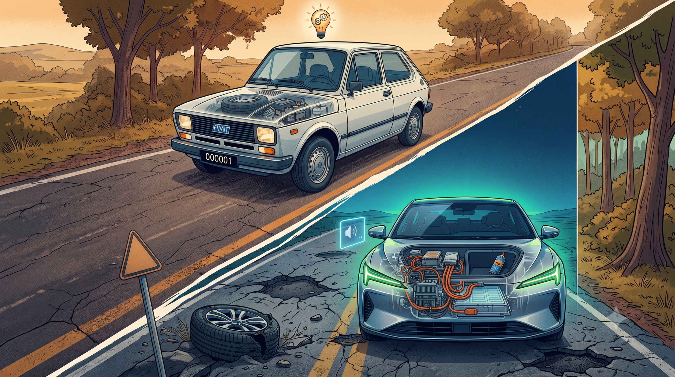 Elétricos e híbridos sem estepe e o Fiat 147: a solução poderia vir do passado?